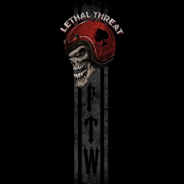⁦Lethal Threat Forever Two Wheels Harley Stunt Rider Black T-Shirt⁩ - الصورة ⁦4⁩