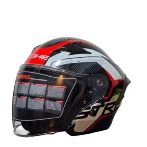 Yohe 878 Half Face Black White Red